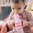 Dr. Brown's Milestones Narrow Sippy Straw Bottle, Spill-Proof with 100% Silicone Handles and Weighted Straw, 8 oz/250 mL, Gray & Pink, 6m+...