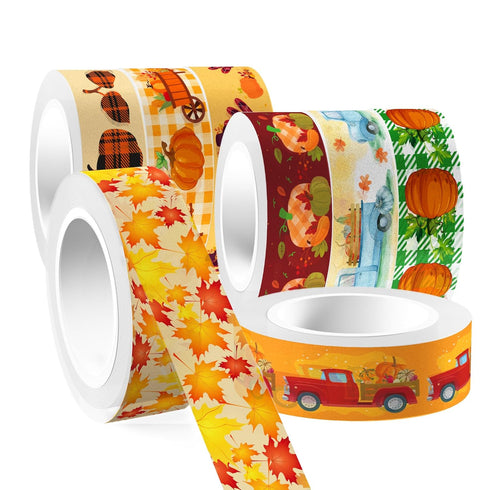 12 Rolls Thanksgiving Washi Tape Set 16.4ft Pumpkin Autumn Leaves Decorative for Fall Scrapbook DIY Wrapping Crafts, Scrapbooking, Gift Tape Junk ...