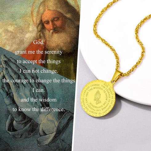 PROSTEEL Men Necklaces Hip Hop Chain Bible Verse Lords Prayer Praying Hands Africa Gold Medallion Coin Necklace Pendant...