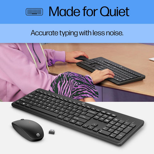 HP 230 Wireless Mouse and Keyboard Combo - 2.4GHz Wireless Connection - Long Battery Life - Durable & Low-Noise Design - Windows & Mac OS - Adjust...