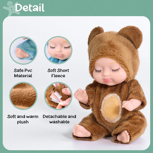 6 Sets 4 Inch Dolls Mini Reborn Baby Dolls,Realistic Baby Doll Set for Girls Boys Toddlers and Kids 3+ (A)...