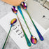 Long-handled ice tea spoon, cocktail stir spoons, stainless steel coffee spoons, Colored ice cream scoop (9 IN iridescence, Round)...