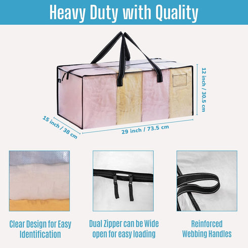 VENO 2 Pack Moving Bags Extra Large Storage Bags for College Move-In, Heavy-Duty Storage Totes, Packing Boxes, and Wardrobe Moving Supplies - Dura...