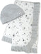 HonestBaby Knit Stroller Blanket with Trim detail and Baby Hat 100% Organic Cotton for Infant Boys, Girls, Twinkle Star Gray (2-pack), One Size...