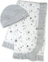HonestBaby Knit Stroller Blanket with Trim detail and Baby Hat 100% Organic Cotton for Infant Boys, Girls, Twinkle Star Gray (2-pack), One Size...