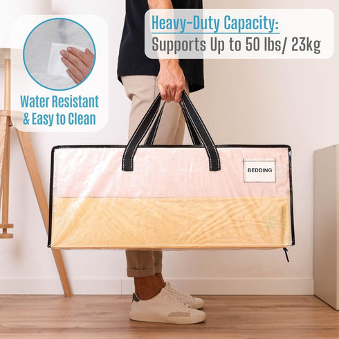 VENO 2 Pack Moving Bags Extra Large Storage Bags for College Move-In, Heavy-Duty Storage Totes, Packing Boxes, and Wardrobe Moving Supplies - Dura...