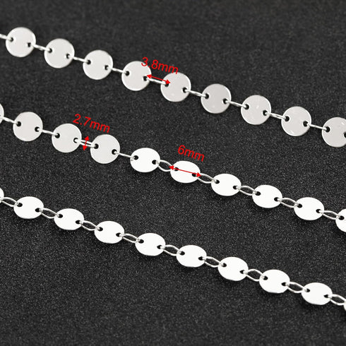 YOUBEIYEE 16.4 Feet Silver Sequin Chains for Jewelry Making Silver Plated Brass Jewelry Chain Roll with Jump Rings and Lobster Clasps...