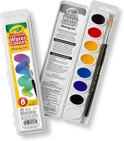 Crayola Watercolor Mixing Set with Taklon Paint Brush, 8 Paint Colors...