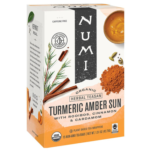 Numi Organic Amber Sun Turmeric Tea Bags, 15 Tea Bags, Herbal Tea with Rooibos & Spices...