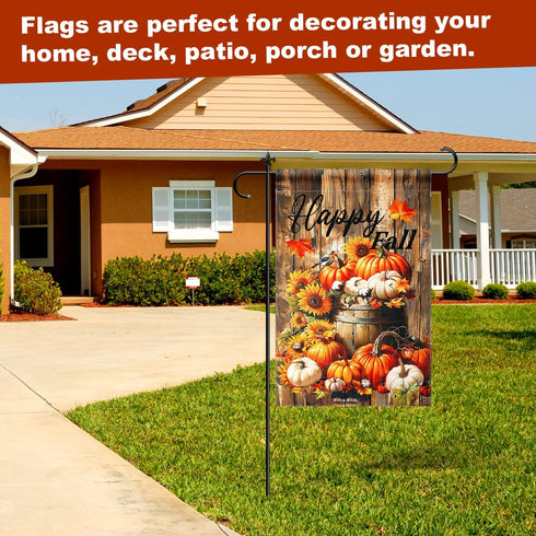 Happy Fall Pumpkin Welcome Garden Flag, Autumn Garden Double Sided Flag Pumpkin Patch Maple Leaf House Yard Outdoor Small Flag Farmhouse Thanksgiv...
