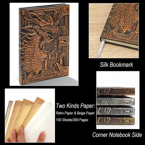 3D Dragon DND Journal Writing Notebook, Fantasy D&D Leather Journal Book for Dungeons and Dragons Gifts Nerdy DM & Players RPG Lovers Accessories,...