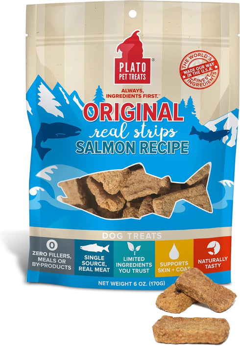 PLATO Original Real Strips Salmon 3oz, Natural (850002221497)...