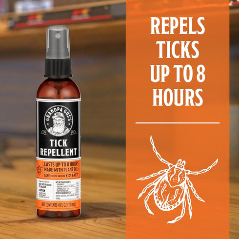 Grandpa Gus's Natural Tick Repellent Spray, Up to 8 Hours Time-Release Plant-Based Actives, Non-Greasy, No Stains, No DEET, 4 oz (Pack of 2)...