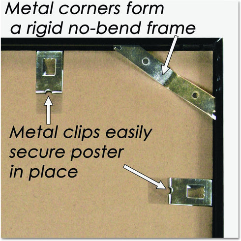 NuDell 31222 Metal Poster Frame, Plastic Face, 18 x 24, Black...