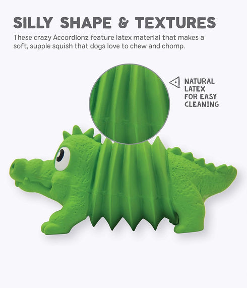 Outward Hound Accordionz Latex Rubber Squeaking Toy - Squeaky and Grunting Dog Toy, Alligator...
