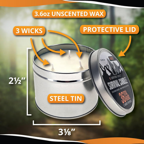 SE 3-Wick Emergency Candle, 36 Hours Long Burning, Top Layer Soy Wax, Great Light Source Gear for Survival, Camping, Blackout & Peace of Mind...