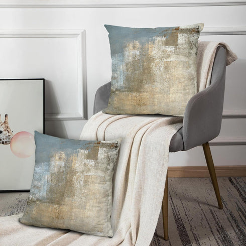 Grey and Beige Abstract Art Contemporary Pillow Cover, Modern Neutral Decorative Throw Pillows Cushion Cover for Bedroom Sofa Living Room 18 x 18 ...