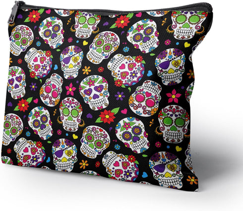 Cafl Sugar Skulls Makeup Bag Travel Large Day Dead Cosmetic Bag Organizer toiletry Essentials Jewelry Skincare Zipper Bag Gift For Women -10×8 inc...