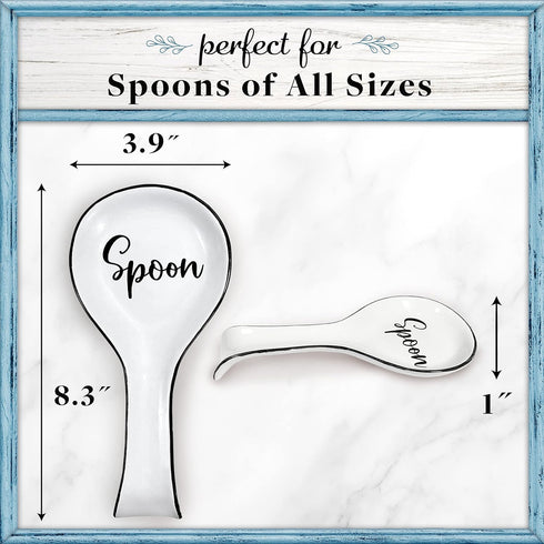 Home Acre Designs Spoon Rest For Kitchen Counter & Stove Top - White Ceramic Spoon Holder for Cooking & Counter Protection - Essential Kitchen Gad...
