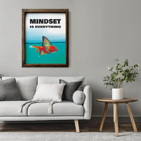 Posterizer 1 pcs-Mindset is Everything-shark goldfish-Motivational & Inspirational Girls room art-Decor for Bedroom, Office- UNFRAMED Wall Art...