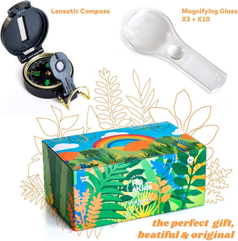 Outdoor Adventure Kit for Kids: Binoculars, Compass, Magnifying Glass & Flashlight. 3-12 Year Old Boys & Girls...