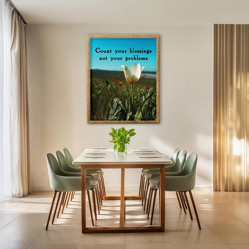 Posterizer 1 pcs-Count Your Blessings Not Your Problems-Spiritual Saying-Quotes-Motivational & Inspirational Art-Gift for book lovers- unframed wa...