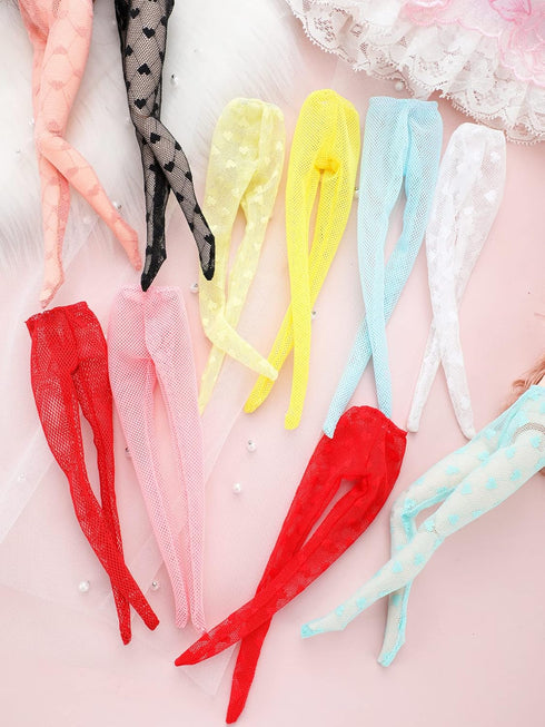 Sotiff 10 Pairs Doll Lace Stockings Handmade Long Sock Female Doll Socks Legging Casual Accessories for DIY Baby Doll Clothes Toy (Cute Style)...