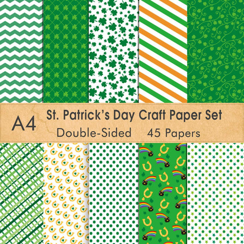 FEPITO 45 Sheets St.Patricks Day Pattern Paper Set, A4 Size Decorative Paper Card Making Scrapbook Decoration,St.Patricks Day Party Supplies...