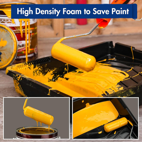 WORKPRO 12-Pack Foam Paint Roller 4 inch, Small Paint Roller Kit, Mini Paint Roller for Painting Walls, Cabinets, Doors, Fences, etc....