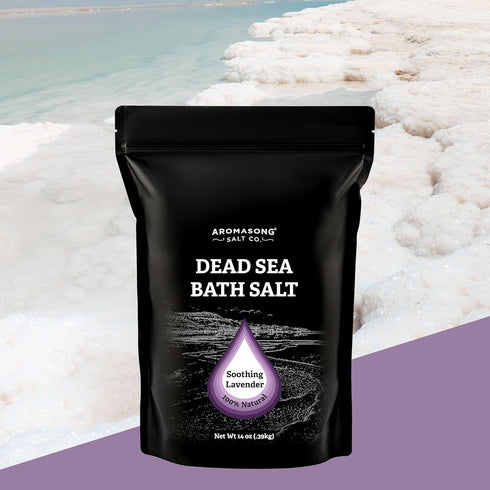 Pure Dead Sea Salt for Soaking with 100% Natural Lavender – 14 Oz. Spa Bath Salt Fine Grain in Resealable Pack - Used for Body Wash Scrub - Soak f...