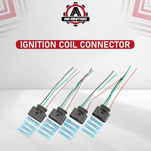 Ignition Coil Pack Replacement Connector - Wire Harness - Set of 4 - Compatible with Volkswagen VW & Audi 1.8T, 2.0T, 2.5L, 3.2L, 4.2L Vehicles...