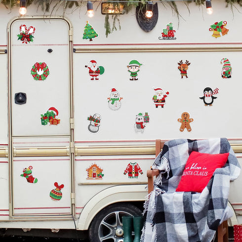 Whaline 20Pcs Christmas Diamond Drawing Refrigerator Magnets DIY Xmas Rhinestone Painting Full Drill Painting Magnetic Stickers Diamond Art Kits f...