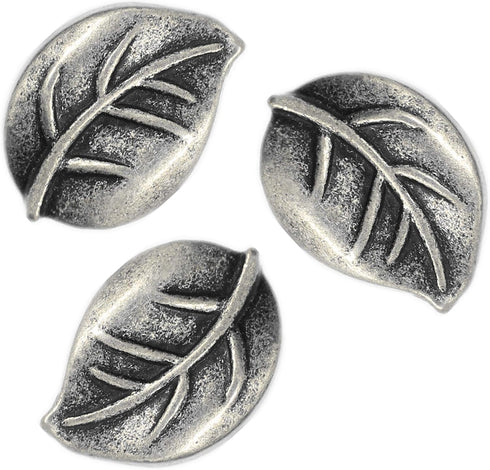 Bezelry 12 Pieces Leaf Metal Shank Buttons 18mm X 13mm (Antique Silver)...