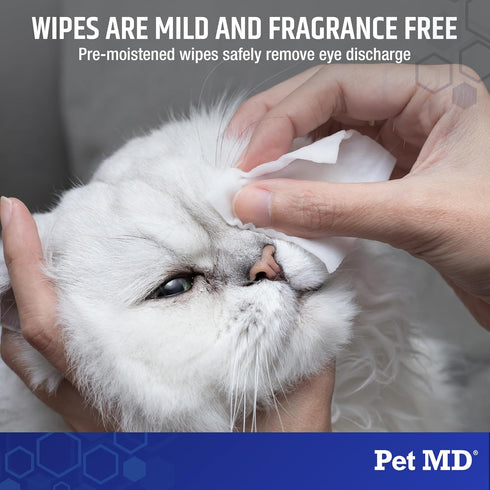 Pet MD Dog Tear Stain Remover Wipes - Cat and Dog Eye Wipes for Discharge and Crust - Pet Eye Wipes for Dogs - 60 ct...