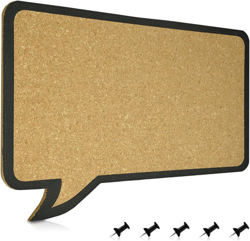 Navaris Cork Board Bulletin Board - Rectangular Speech Bubble Design 11 x 17 in, includes 5 Pins - Message Noticeboard Memo Shape Display Pinboard...