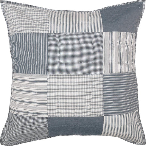 VHC Brands Sawyer Mill™ Blue Farmhouse Decorative Patchwork Hand Quilted Throw Pillow Cushion Cover Cotton Euro Sham 26x26 Bedding Accessory...
