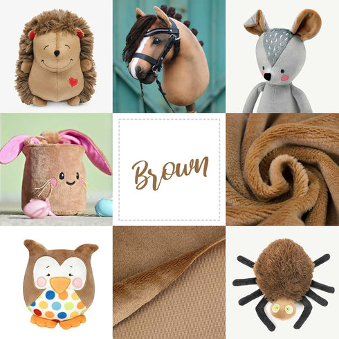 Short Pile Plush Fabric for Sewing/Minky for plushies & Many More ? 39.5x29.5 inch ? Pile Length 1/16 inch (1.5 mm) ? Brown...
