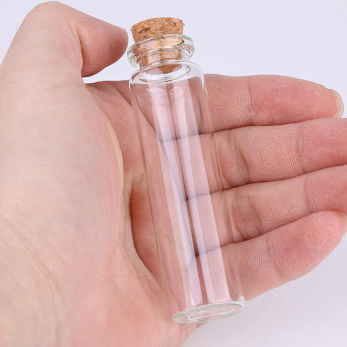 MaxMau 100 Sets of 20ml Glass Bottles with Cork Stopper,Small Clear Jars Tiny Glass Vials for Wedding Favors Seed Powder Sequin Storing Art Crafts...