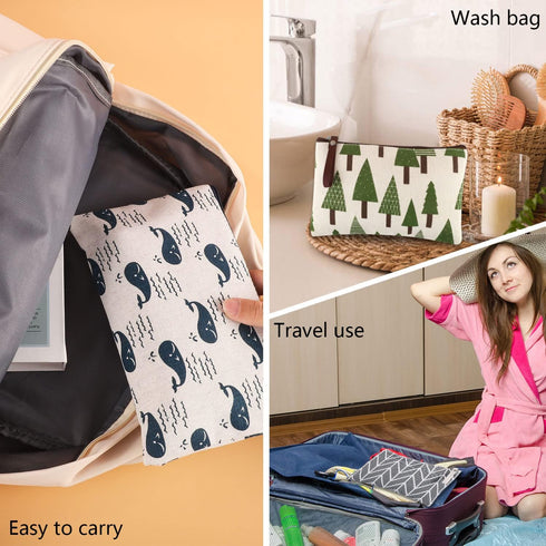 SUMAJU 8 Pcs Canvas Cosmetic Bag, Multi-function Travel Makeup Bag Cosmetic Pouch with Zipper Travel Toiletry Bag Small Makeup Pouch Christmas Gif...