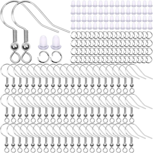 Thrilez 600Pcs Earring Making Kit with Hypoallergenic Hooks, Jump Rings, & Rubber Backs (Silver)...