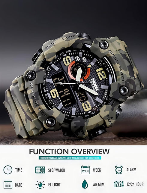 Gosasa Men's Large Face Outdoor Sports Watches Military S-Shock Watch Waterproof, Backlight, Alarm, Stopwatch Features - Rugged Wristwatch for Tra...