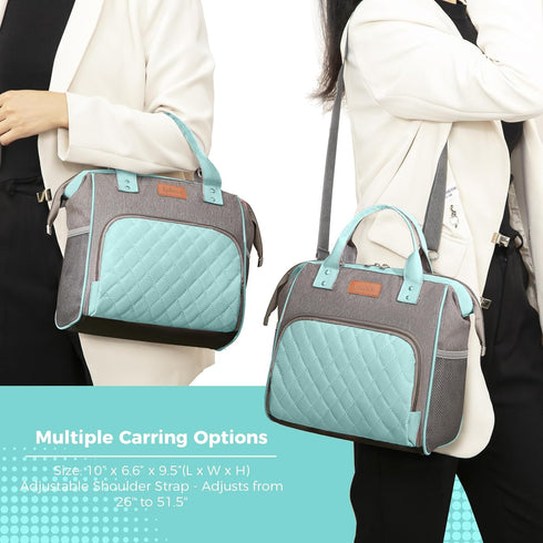 Women's Insulated Lunch Bag, Green, 10Lx6.6Wx9.5H in...