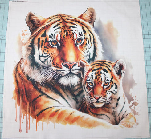 Fabric Panel 14"x14" Tigers 100% Cotton Quilting Panel Square AM1574...