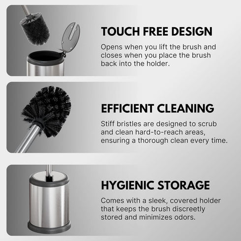 ToiletTree Products Toilet Brush with Lid - Sleek Toilet Bowl Brush and Holder - Toilet Scrubber Brush Set with Heavy-Weight Base - Lidded Toilet ...