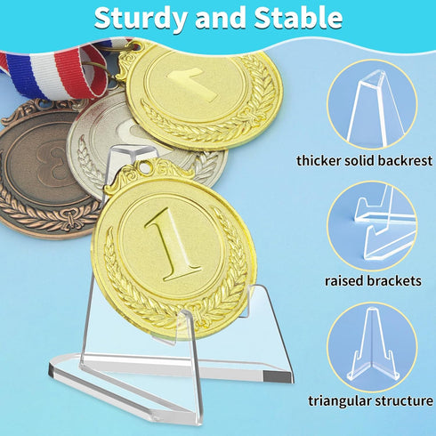 Card Display Stand, 20 Pack Small Easel Stand, Acrylic Picture Holder Stands, for Challenge Coin Graded Card Sports Card Trading Card PSA Card Bas...