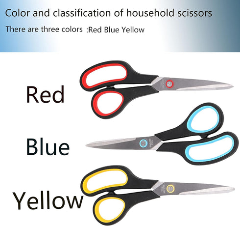 Scissors,8" All Purpose Scissors Heavy Duty Bulk 3-Pack Ergonomic Comfort Grip Craft Shears Sharp Scissors for Office Home School Classroom Sewing...