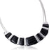 Nine West womens Silver-Tone and Black Agate 16" Frontal Necklace, 16" + 2" Extender...