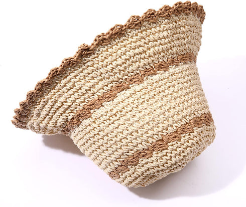 boderier Straw Hats for Women Color Trim Straw Bucket Sun Hat Floppy Straw Beach Hat Packable Summer Vacation Accessories...