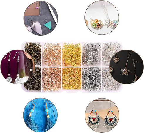5 Colors Earring Hooks Kit Hypoallergenic Ear Wires and 1000pcs Jump Rings for Earrings Making Jewelry Making Findings...