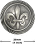 Bezelry 8 Pieces Fleur De Lys Domed Gray Silver Metal Shank Buttons 25mm (1 inch)...